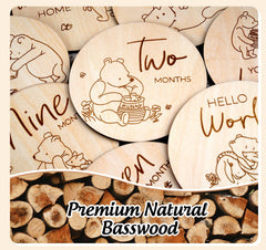 Houism Winnie monthly marker close-up on natural wood grain craftsmanship