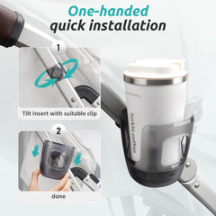 HOULIY Stroller Cup Holder fits different cup sizes for versatile use.
