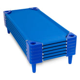 Houseables Daycare Cots stacked neatly for space-saving storage in classrooms.