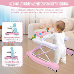 Howeemo 5-in-1 foldable baby walker converts to dining table for meals.