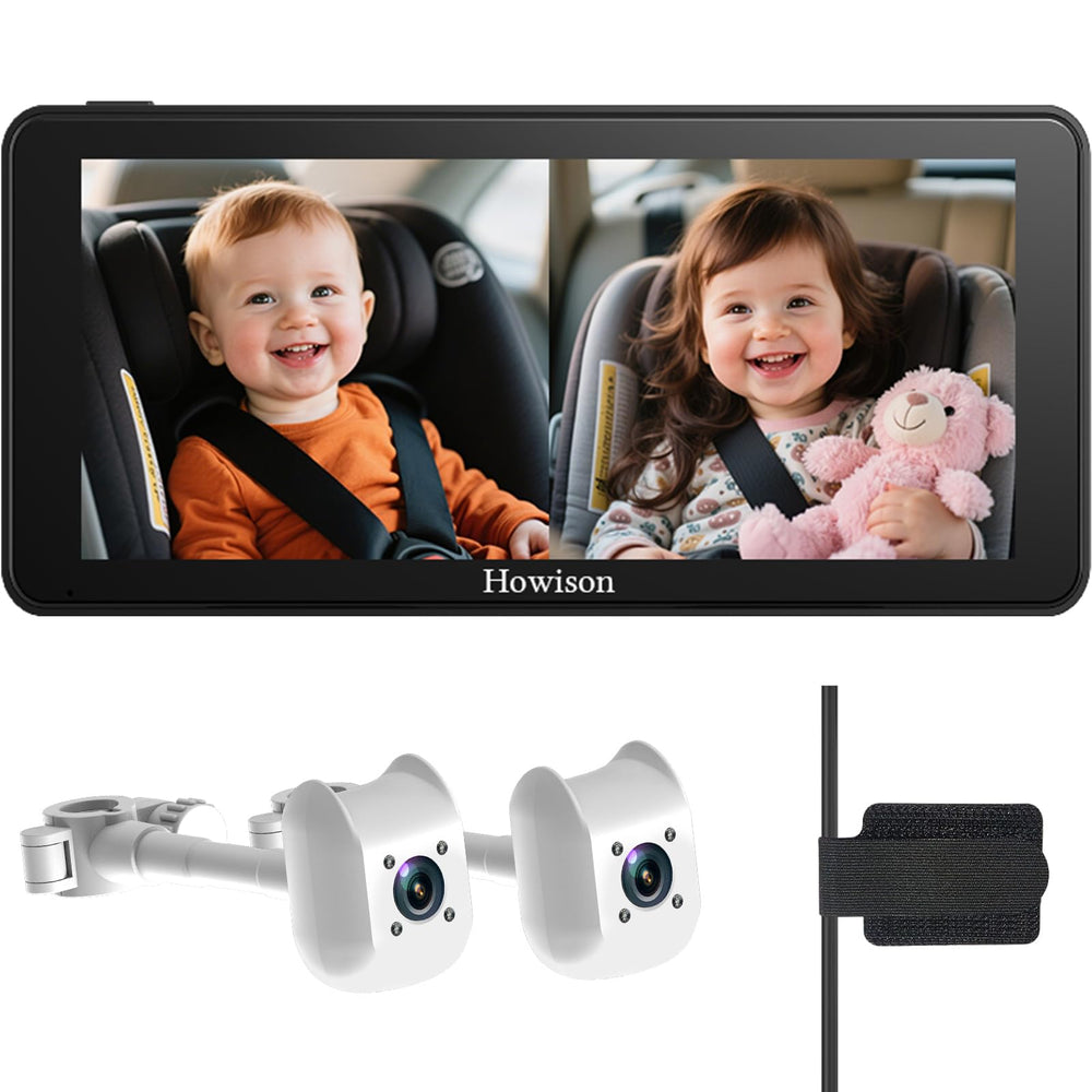 Howison dual car camera backseat view shows two children with 1080P clarity