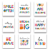 HPNIUB watercolor words quote set nine prints in 8x10 for nursery wall decor