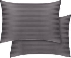Hriksh travel pillow case 12x18 in dark grey striped protects pillows on the go.