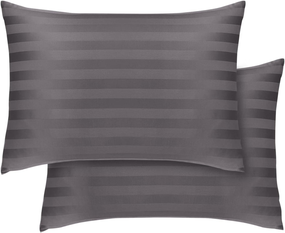 HRIKSH travel pillow case in dark grey striped keeps 12x18 pillows clean during travel