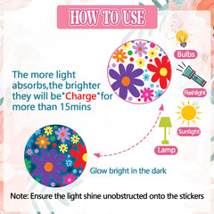 HSDSH glow-daisy-wall-decal-application shows easy self-adhesive placement on smooth surfaces.