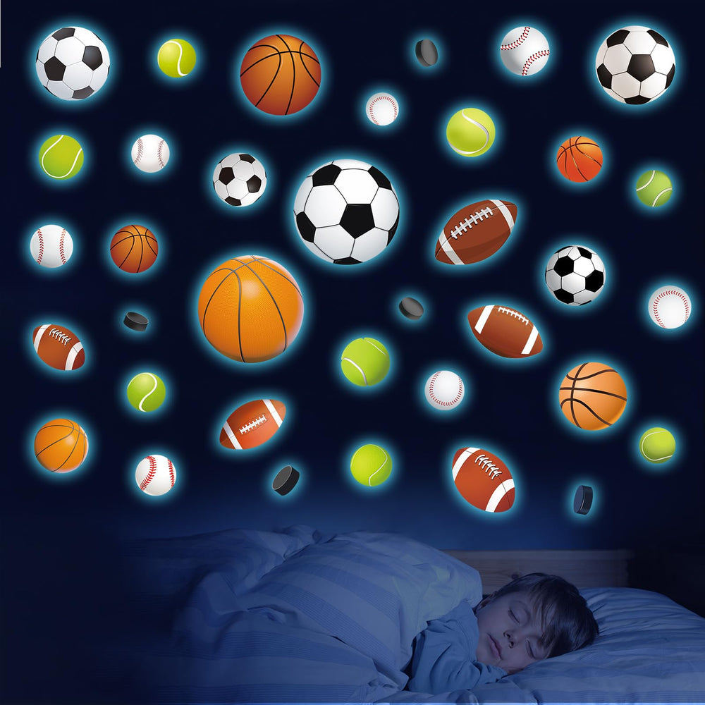 HSDSH glow basketball wall decal brightens play area and sparks imagination.