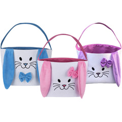 HSgoAek Easter Bunny Basket blue with sturdy cotton exterior, easy to carry during Easter gift hunts