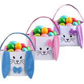 HSgoAek Easter Bunny Basket purple with long plush ears for kid-friendly egg hunts and display