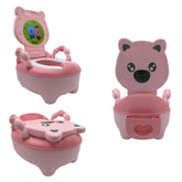 HTTMT pink bear potty seat with back support for toddler training.