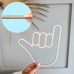 Huaerle Shaka Hand Wall Sign measures 12 by 10 inches for easy hanging.