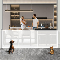Huafly 138-inch retractable gate extended to cover a wide doorway for babies and pets