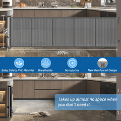 Huafly retractable gate mesh provides visibility while containing pets.