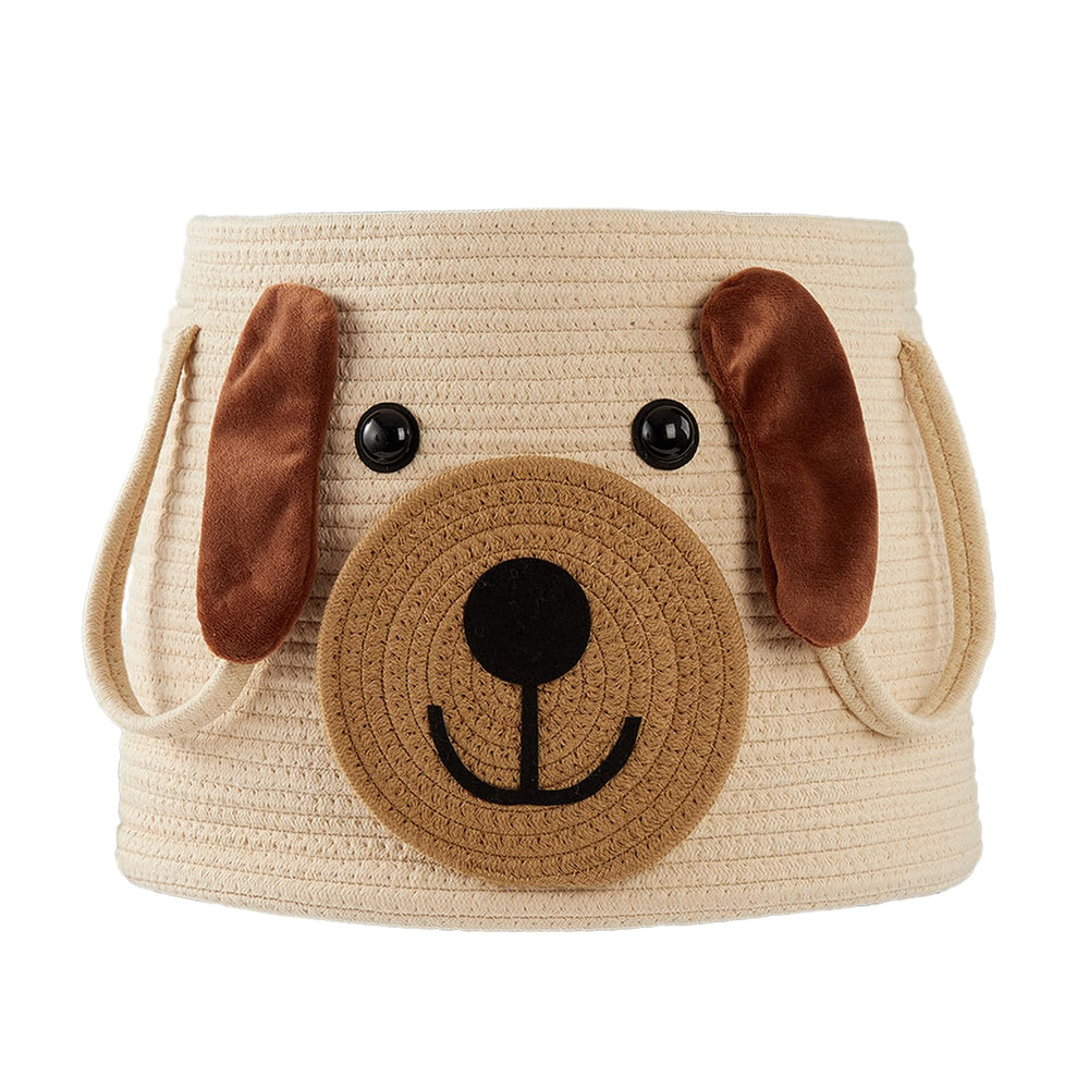 Hugaboom large dog woven basket with handles in a cozy living room