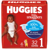 Huggies Little Snugglers Size 1 diapers pack for 8-14 lb babies, trusted protection.