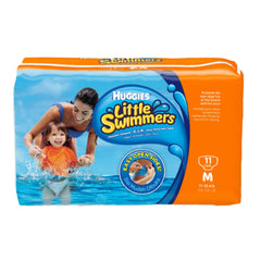 Huggies Little Swimmers packaging on store shelf, convenient for quick water day prep.
