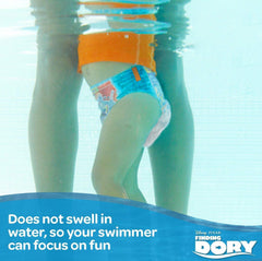 HUGGIES Little Swimmers Small with leak guards for added protection in water.