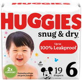 Huggies Snug & Dry size 6 packaging for 19-count box.