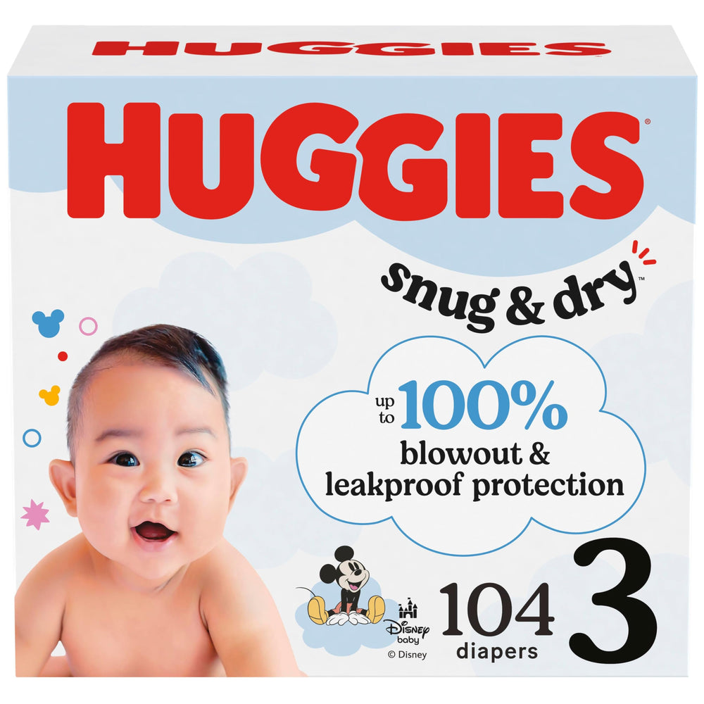 Huggies Snug & Dry packaging with Disney designs for playful diaper changes