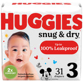 Huggies Snug & Dry size 3 diaper pack offers reliable 31-count protection