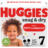Huggies Snug & Dry Size 7 diapers packaging variation for all-day dryness.