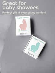 Hugs & Llamas muslin crib sheet emphasizes breathable comfort for warm nights.