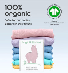 Hugs and Llamas hypoallergenic muslin crib sheet supports sensitive skin