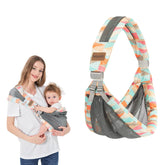 Huifen adjustable one-shoulder baby carrier orange, front view, ideal for daily errands.