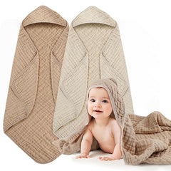 HUITAO hooded baby towel with six-layer muslin for quick absorption
