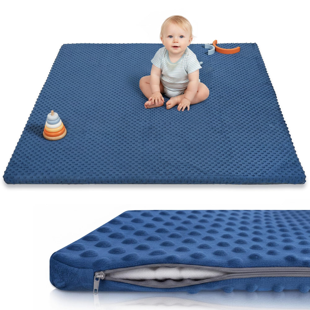 Huloo Sleep baby floor play mat with ultra-soft 3D Minky dot surface for soothing play