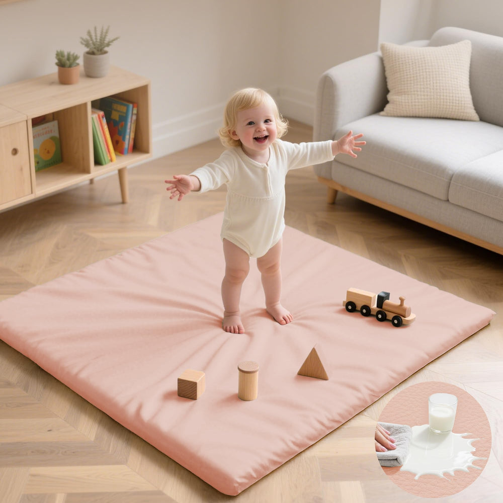 Huloo Sleep pink baby play mat, 50x50 inches, ideal for tummy time and play