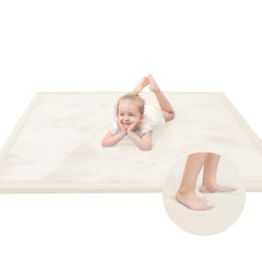Huloo Sleep baby play mat close-up highlights plush cream foam for comfy tummy time