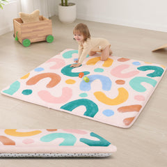 Huloo Sleep baby play mat front view with 1.3-inch foam cushions for comfy crawls
