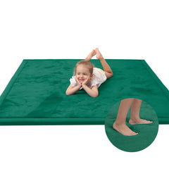 Huloo Sleep memory foam baby play mat close-up, 1.3-inch cushioning for tummy time.