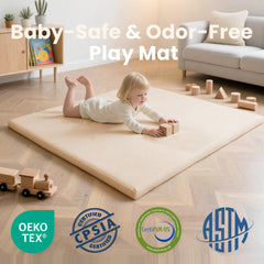 Huloo Sleep 1.3-inch padded foam provides soft protection during tummy time.