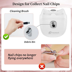 Hunloch nail clipper with LED light illumination for precise trimming.