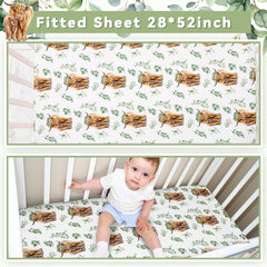 HunnmingRe Highland Cow crib bedding set brings playful nursery style.
