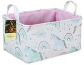 HUNRUNG Unicorn XL storage basket displaying the unicorn pattern for toy organization in the playroom.