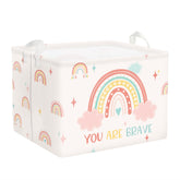 HUUMONSS rainbow baby laundry hamper in pink for tidy nurseries and easy stacking