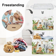 HUUMONSS safari hamper shows elephant design, easy to pop open and store.