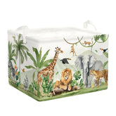 HUUMONSS safari animals laundry hamper with giraffe design for tidy nursery storage.