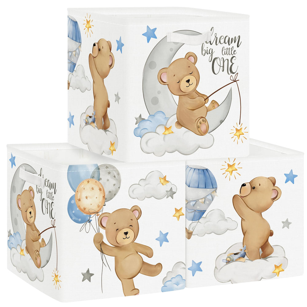 HUUMONSS sleeping animals cube-bin bear design for nursery toy storage