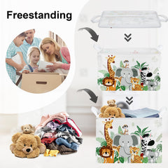 HUUMONSS Tropical Animals hamper shows sturdy PE coating and stitching.