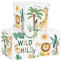 HUUMONSS woodland storage cube with lion visual, ideal for toy organization.