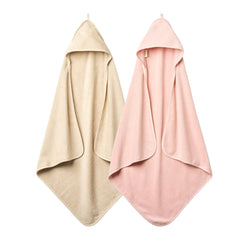 Huxie hooded towel 32x32 in blush and fog for newborn bath time