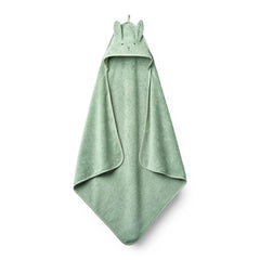 Huxie baby hooded towel open flat lay in soft organic cotton for gentle skin