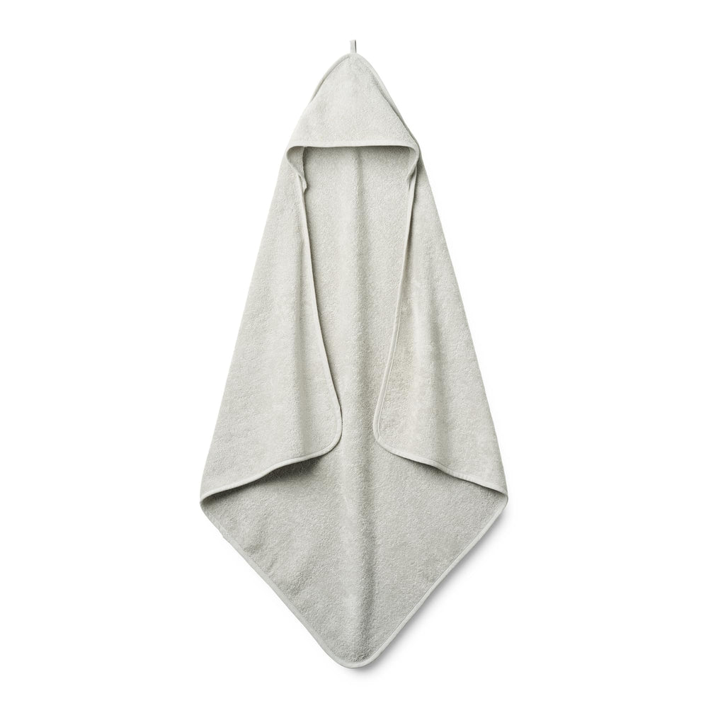 Huxie baby hooded towel in pearl grey, ultra-soft and gentle for delicate skin