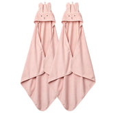 Huxie hooded towel organic cotton keeps baby cozy after baths.