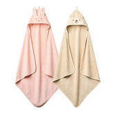 Huxie Hooded Towel Rabbit Blush shows a cozy hood for gentle drying.