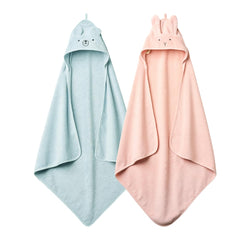Huxie hooded towel Rabbit Blush close-up shows ultra-soft organic cotton.