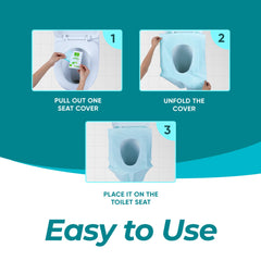 Hygeline covers with two adhesive strips to stay in place in public restrooms